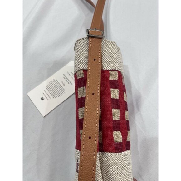 MARCHÉ Bottle Bag Gingham Red With Leather Strap - Picture 2 of 6